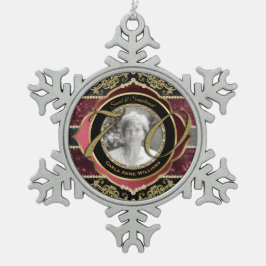 70番目の70番目の金ゴールドルビーダイヤモンドフォトフレーム スノーフレークピューターオーナメント