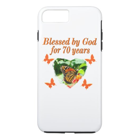70番誕生日蝶フォトデザイン Case-Mate iPhoneケース (裏面)