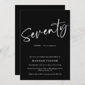 70白黒シンプルスクリプト70誕生日 招待状 (正面/裏面)