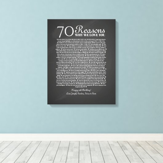 70私たちが彼のためにあなたの誕生日の贈り物を愛する理由 キャンバスプリント (インサイチュ (ウッドフロア))