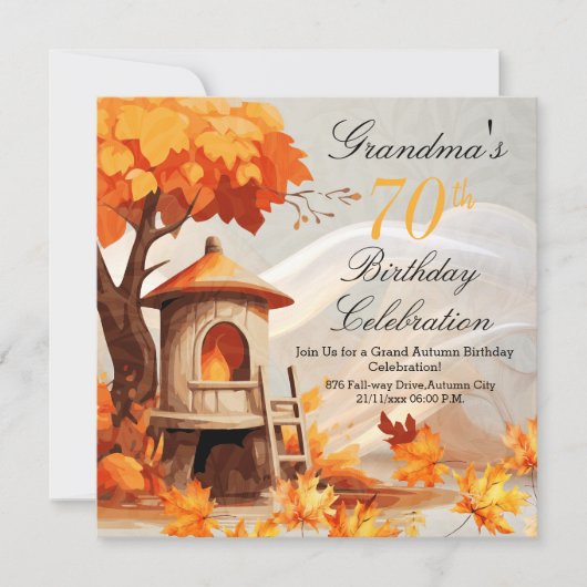 70秋誕生日招待状 招待状 (正面)