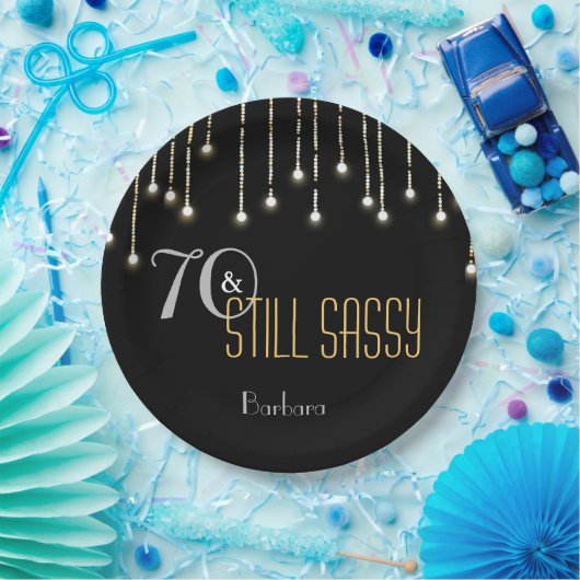 70粋で黒い銀製の金ゴールドのひもはエレガントつけます ペーパープレート (パーティー)