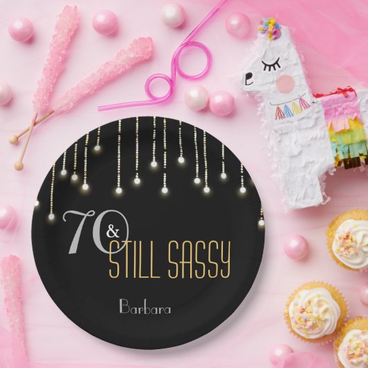 70粋で黒い銀製の金ゴールドのひもはエレガントつけます ペーパープレート (パーティー)