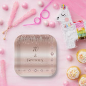 70素晴らしいバラ金ゴールドグリッター誕生日パーティー ペーパープレート (パーティー)