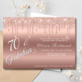 70素晴らしいバラ金ゴールドグリッター誕生日パーティー 招待状