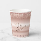 70素晴らしいバラ金ゴールドグリッター誕生日パーティー 紙コップ (裏面)