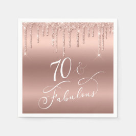 70素晴らしいバラ金ゴールドグリッター70th誕生日パーティー スタンダードカクテルナプキン