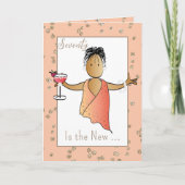 70素晴らしいブラウンウィメンマンカートンマルガリータ誕生日 カード (正面)