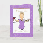 70素晴らしい女性マンガパープルおもしろい誕生日 カード (正面)