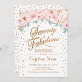 70素晴らしい誕生日パーティー – ホワイト金ゴールドピンク 招待状 (正面/裏面)