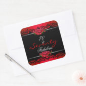 70素晴らしい70th誕生日パーティレッドローズ スクエアシール (封筒)