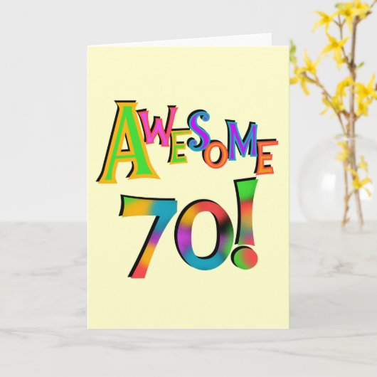 70素晴らし誕生日Tシャツとギフト カード (黄色い花)