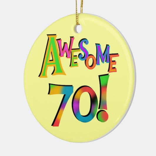 70素晴らし誕生日Tシャツとギフト セラミックオーナメント (左)
