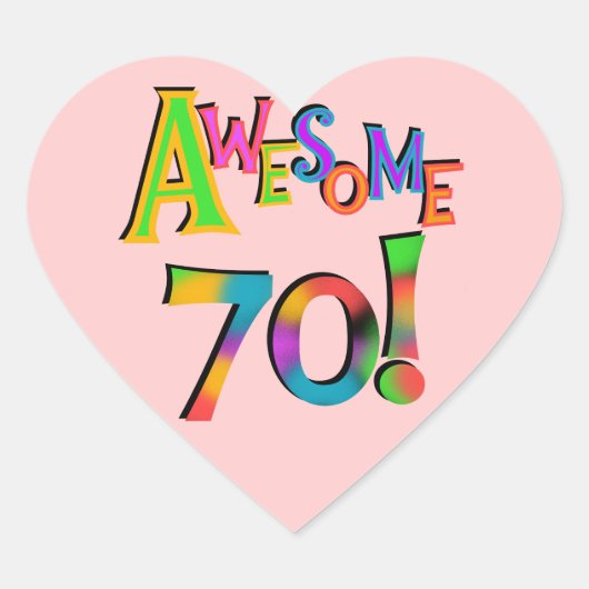70素晴らし誕生日Tシャツとギフト ハートシール (正面)