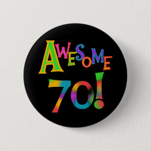 70素晴らし誕生日Tシャツとギフト 缶バッジ