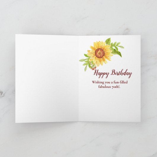 70素朴誕生日フローラひまわり カード (内部)