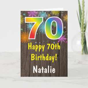 70素朴誕生日レインボーカラフル花火 カード