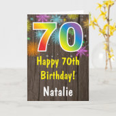 70素朴誕生日レインボーカラフル花火 カード (黄色い花)