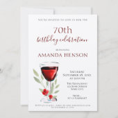 70素朴th誕生日レッドワインサプライズパーティークラフト 招待状 (正面)