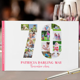 70誕生日いつ…ピンク色のコラージュ ゲストブック