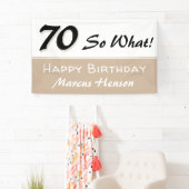 70誕生日おもしろいことわざベージュパーティー 横断幕 (インサイチュ)