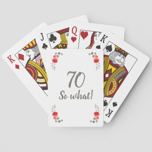 70誕生日おもしろいことわざ水彩フローラ女性 トランプ (裏面)