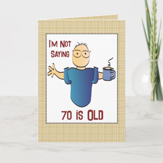 70誕生日おもしろいスナーキーことわざ男性マンガ カード (正面)