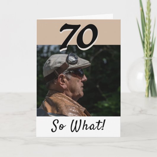 70誕生日おもしろい前向き写真パーソナライズされた カード (正面)