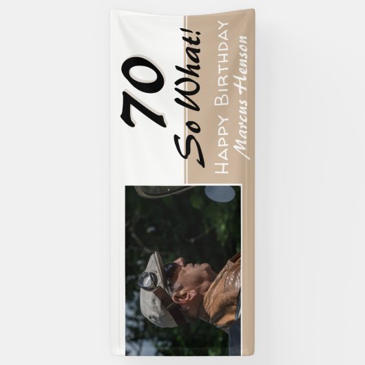 70誕生日おもしろい引用文モダン写真パーティー 横断幕 (縦)