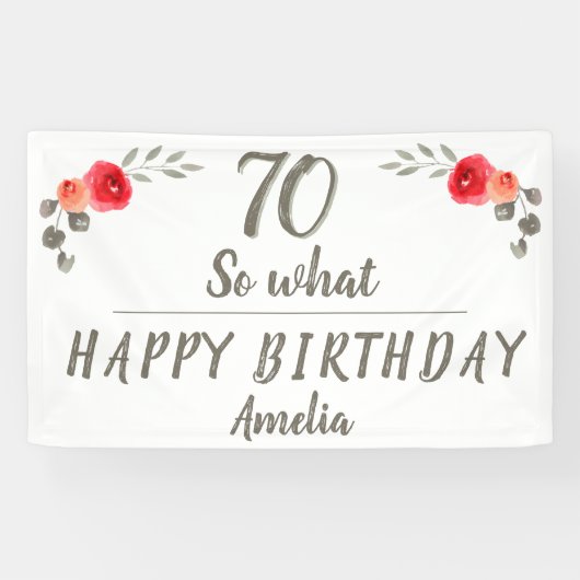 70誕生日おもしろい水彩花フローラ 横断幕 (横)