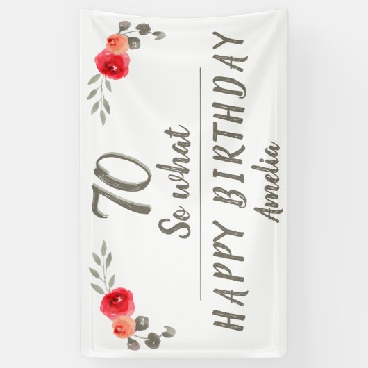 70誕生日おもしろい水彩花フローラ 横断幕 (縦)