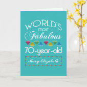 70誕生日で最も素晴らしいカラフル宝石ターコイズ カード (黄色い花)