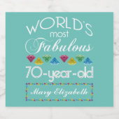 70誕生日で最も素晴らしいカラフル宝石ターコイズ ビールラベル (シングルラベル)