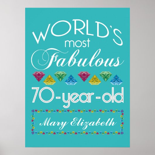 70誕生日で最も素晴らしいカラフル宝石ターコイズ ポスター (正面)