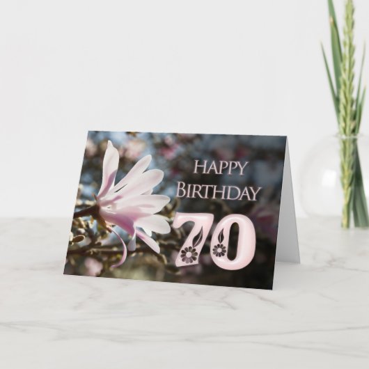 70誕生日とマグノリア カード (正面)
