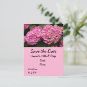 70誕生日にピンクのあじさいが咲く ポストカード (スタンド正面)