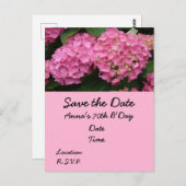 70誕生日にピンクのあじさいが咲く ポストカード (正面/裏面)