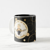 70誕生日のための彼女おもしろいの漫画Fab黒金ゴールド ツートーンマグカップ (正面左)