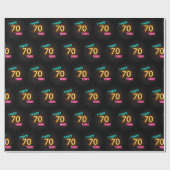 70誕生日のネオンサインオンブリック ラッピングペーパー (フラット)