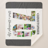 70誕生日の70番目の図形の写真コラージュ シェルパブランケット (正面)