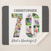 70誕生日の70番目の図形の写真コラージュ シェルパブランケット (正面(横))