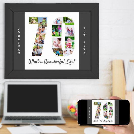 70誕生日の70番目の図形の写真コラージュ ポスター