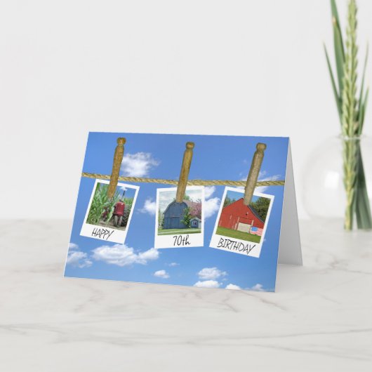70誕生日のBarnsとTractorスナップショット カード (正面)