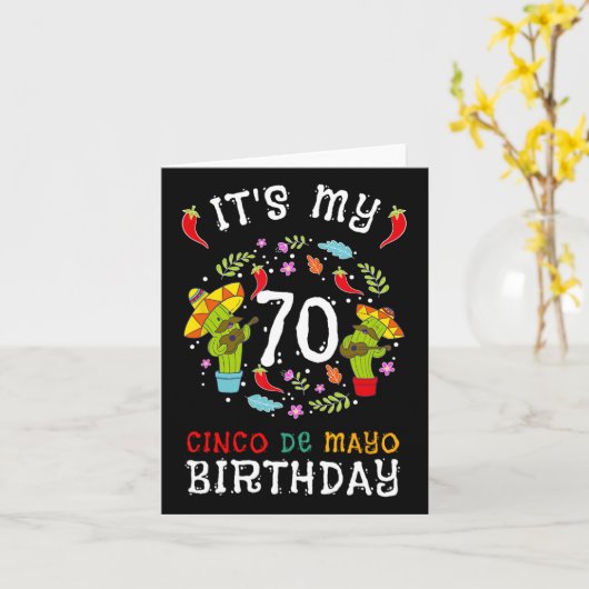 70誕生日のCinco De Mayo Shirt Kid Men カード (黄色い花)