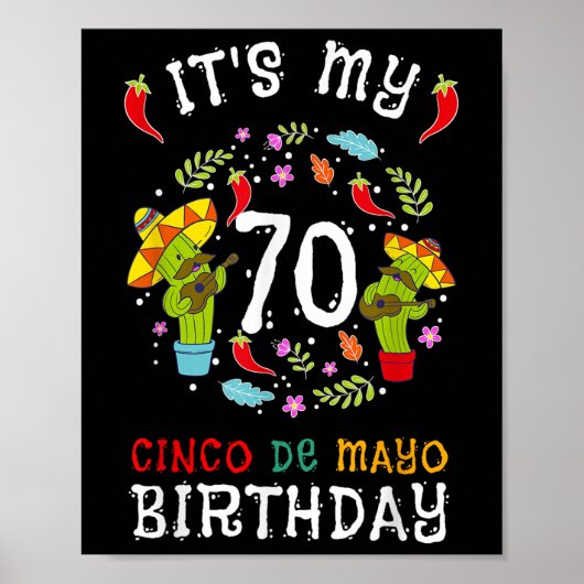 70誕生日のCinco de Mayo Shirt Kid Men 5 ポスター (正面)