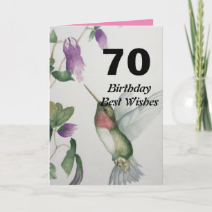 70誕生日は最高のハチドリの花を願う カード