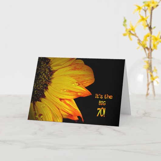 70誕生日ひまわり カード (黄色い花)