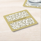 「70誕生日めでたい」金ゴールド/ホワイトナンバーパターン スクエアペーパーコースター (アングル)