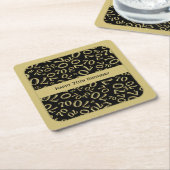 「70誕生日めでたい」金ゴールド/黒番パターン スクエアペーパーコースター (アングル)