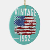70誕生日アメリカ国旗ヴィンテージアメリカ国旗1952 セラミックオーナメント (右)